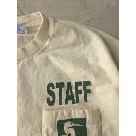 Vintage 1990s River Woods Field Laboratory Ivory Pocket T-shirt Hanes XL - Picture 6 of 8